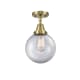 A thumbnail of the Innovations Lighting 447-1C-13-8 Beacon Semi-Flush Antique Brass / Clear