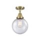 A thumbnail of the Innovations Lighting 447-1C-13-8 Beacon Semi-Flush Antique Brass / Seedy