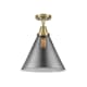 A thumbnail of the Innovations Lighting 447-1C-16-12-L Cone Semi-Flush Antique Brass / Plated Smoke