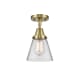 A thumbnail of the Innovations Lighting 447-1C-10-6 Cone Semi-Flush Antique Brass / Clear