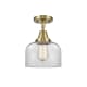 A thumbnail of the Innovations Lighting 447-1C-10-8 Bell Semi-Flush Antique Brass / Clear