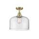 A thumbnail of the Innovations Lighting 447-1C-13-12-L Bell Semi-Flush Antique Brass / Clear