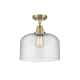 A thumbnail of the Innovations Lighting 447-1C-13-12-L Bell Semi-Flush Antique Brass / Seedy