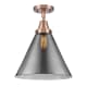 A thumbnail of the Innovations Lighting 447-1C-16-12-L Cone Semi-Flush Antique Copper / Plated Smoke