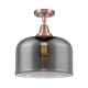 A thumbnail of the Innovations Lighting 447-1C-13-12-L Bell Semi-Flush Antique Copper / Plated Smoke