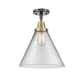 A thumbnail of the Innovations Lighting 447-1C-16-12-L Cone Semi-Flush Black Antique Brass / Clear