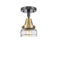 A thumbnail of the Innovations Lighting 447-1C-10-5 Bell Semi-Flush Black Antique Brass / Deco Swirl