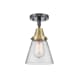 A thumbnail of the Innovations Lighting 447-1C-10-6 Cone Semi-Flush Black Antique Brass / Clear