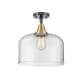 A thumbnail of the Innovations Lighting 447-1C-13-12-L Bell Semi-Flush Black Antique Brass / Clear