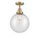 A thumbnail of the Innovations Lighting 447-1C-13-10 Beacon Semi-Flush Brushed Brass / Seedy
