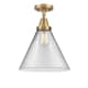 A thumbnail of the Innovations Lighting 447-1C-16-12-L Cone Semi-Flush Brushed Brass / Clear