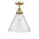 A thumbnail of the Innovations Lighting 447-1C-16-12-L Cone Semi-Flush Brushed Brass / Seedy