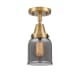 A thumbnail of the Innovations Lighting 447-1C-10-5 Bell Semi-Flush Brushed Brass / Plated Smoke