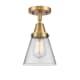 A thumbnail of the Innovations Lighting 447-1C-10-6 Cone Semi-Flush Brushed Brass / Clear