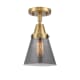 A thumbnail of the Innovations Lighting 447-1C-10-6 Cone Semi-Flush Brushed Brass / Plated Smoke