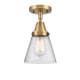 A thumbnail of the Innovations Lighting 447-1C-10-6 Cone Semi-Flush Brushed Brass / Seedy