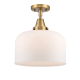 A thumbnail of the Innovations Lighting 447-1C-13-12-L Bell Semi-Flush Brushed Brass / Matte White