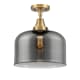 A thumbnail of the Innovations Lighting 447-1C-13-12-L Bell Semi-Flush Brushed Brass / Plated Smoke