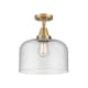 A thumbnail of the Innovations Lighting 447-1C-13-12-L Bell Semi-Flush Brushed Brass / Seedy