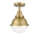 A thumbnail of the Innovations Lighting 447-1C-11-7 Hampden Semi-Flush Brushed Brass / Clear