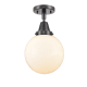A thumbnail of the Innovations Lighting 447-1C-13-8 Beacon Semi-Flush Matte Black / Matte White