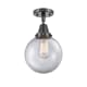A thumbnail of the Innovations Lighting 447-1C-13-8 Beacon Semi-Flush Matte Black / Clear