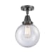 A thumbnail of the Innovations Lighting 447-1C-13-8 Beacon Semi-Flush Matte Black / Seedy