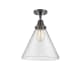 A thumbnail of the Innovations Lighting 447-1C-16-12-L Cone Semi-Flush Matte Black / Seedy