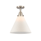 A thumbnail of the Innovations Lighting 447-1C-16-12-L Cone Semi-Flush Brushed Satin Nickel / Matte White