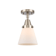 A thumbnail of the Innovations Lighting 447-1C-10-6 Cone Semi-Flush Brushed Satin Nickel / Matte White