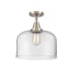 A thumbnail of the Innovations Lighting 447-1C-13-12-L Bell Semi-Flush Brushed Satin Nickel / Clear