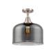 A thumbnail of the Innovations Lighting 447-1C-13-12-L Bell Semi-Flush Brushed Satin Nickel / Plated Smoke