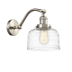 A thumbnail of the Innovations Lighting 515-1W-12-8 Bell Sconce Brushed Satin Nickel / Clear Deco Swirl