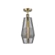 A thumbnail of the Innovations Lighting 516-1C-19-7 Windham Semi-Flush Antique Brass / Smoked