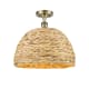 A thumbnail of the Innovations Lighting 516-1C-15-16 Woven Rattan Semi-Flush Antique Brass / Natural