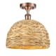 A thumbnail of the Innovations Lighting 516-1C-13-12 Woven Rattan Semi-Flush Antique Copper / Natural