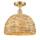 A thumbnail of the Innovations Lighting 516-1C-13-12 Woven Rattan Semi-Flush Satin Gold / Natural