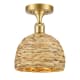 A thumbnail of the Innovations Lighting 516-1C-11-8 Woven Rattan Semi-Flush Satin Gold / Natural