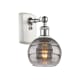 A thumbnail of the Innovations Lighting 516-1W-9-6 Rochester Sconce White Polished Chrome / Light Smoke