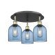 A thumbnail of the Innovations Lighting 516-3C-11-18 Bella Flush Black Antique Brass / Princess Blue