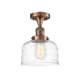 A thumbnail of the Innovations Lighting 517-1CH-12-8 Bell Semi-Flush Antique Copper / Clear Deco Swirl