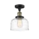 A thumbnail of the Innovations Lighting 517-1CH-12-8 Bell Semi-Flush Black Antique Brass / Clear Deco Swirl