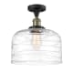 A thumbnail of the Innovations Lighting 517-1CH-12-12-L Bell Semi-Flush Black Antique Brass / Clear Deco Swirl