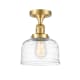 A thumbnail of the Innovations Lighting 517-1CH-12-8 Bell Semi-Flush Satin Gold / Clear Deco Swirl