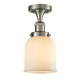 A thumbnail of the Innovations Lighting 517-1CH Small Bell Brushed Satin Nickel / Matte White Cased