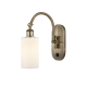 A thumbnail of the Innovations Lighting 518-1W-13-6 Clymer Sconce Antique Brass / Matte White