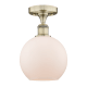 A thumbnail of the Innovations Lighting 616-1F-11-8 Athens Semi-Flush Antique Brass / Matte White