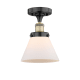 A thumbnail of the Innovations Lighting 616-1F-10-8 Cone Semi-Flush Black Antique Brass / Matte White