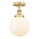 A thumbnail of the Innovations Lighting 616-1F-9-8 Beacon Semi-Flush Brushed Brass / Matte White