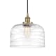 A thumbnail of the Innovations Lighting 616-1PH-12-12-L Bell Pendant Antique Brass / Clear Deco Swirl